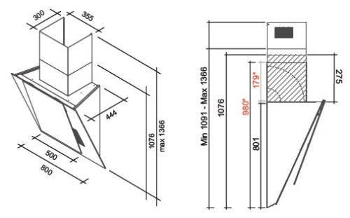 Falmec Aria NRS Black fali páraelszívó 80 cm, fekete, CAIN90.E0P2#ZZZN490F