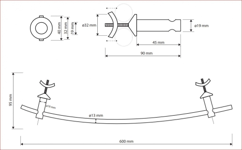 Sapho BEMETA RAWELL Íves törölközőtartó radiátorhoz, polírozott, 600x40x95mm, polírozott 134504212