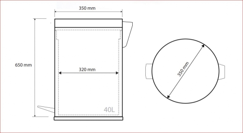 Sapho BEMETA HOTEL Pedálos szemetes, 350x650x350mm, 40l, inox/polírozott 104315102