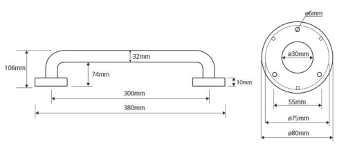 Bemeta HELP 30 cm-es rozsdamentes acél kapaszkodó, matt 301100302 (XH543)