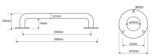 Bemeta HELP 50 cm-es acél kapaszkodó, fehér 301100504