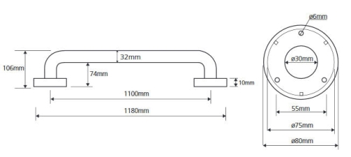 Bemeta HELP 110 cm-es rozsdamentes acél kapaszkodó, matt 301101102