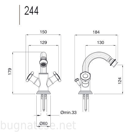Bugnatese Minerva álló bidé csaptelep leeresztővel, króm, 244CR