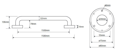 Bemeta HELP 150 cm-es rozsdamentes acél kapaszkodó, matt 301101502