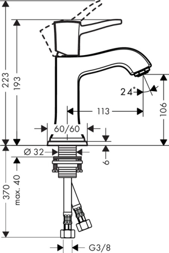 Hansgrohe Metropol Classic egykaros mosdócsaptelep 110 automata lefolyó-garnitúra nélkül, króm 31301 000 (31301000)