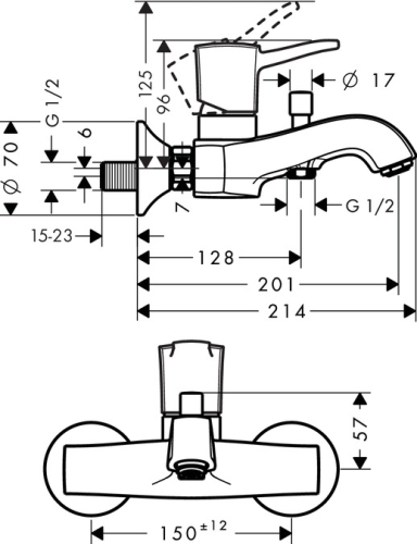 Hansgrohe Metropol Classic egykaros kádcsaptelep króm/arany hatású 31340 090 (31340090)