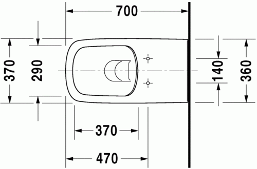 Duravit Durastyle Vital öblítőperem nélküli fali wc Duravit Rimless WC 2559090000