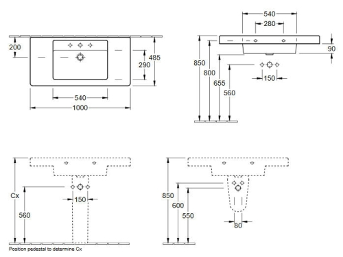 Villeroy & Boch Architectura 100x48,5 cm mosdó 6116 10 01 (61161001)