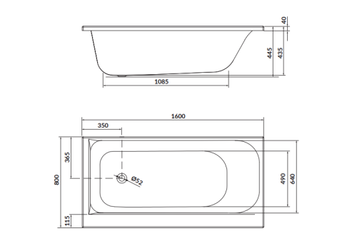 Cersanit Smart 160x80 cm-es egyenes kád kádlábbal, jobbos S301-118