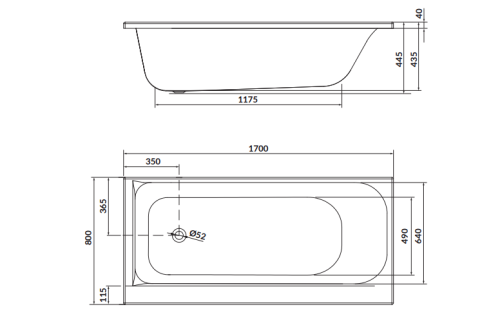 Cersanit Smart 170x80 cm-es egyenes kád kádlábbal, jobbos S301-116