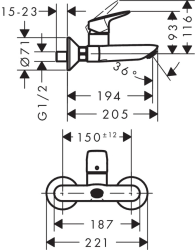 Hansgrohe Logis egykaros fali mosdócsaptelep 71225 000 (71225000)