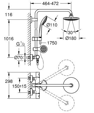 Grohe Euphoria 180 zuhanyrendszer termosztátos csapteleppel Aquatunes-val 26273 000 (26273000)