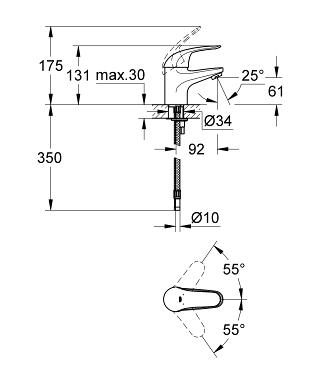 Grohe Euroeco egykaros mosdócsaptelep S méret 32734 000 (32734000)