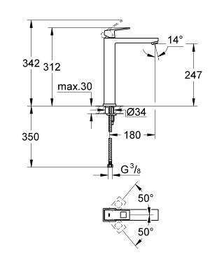 Grohe Eurocube magasított mosdó csaptelep XL 23406 000 (23406000)