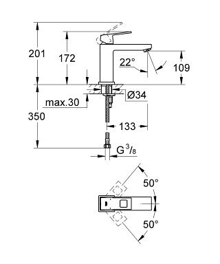 Grohe Eurocube mosdó csaptelep sima testtel M 23446 000 (23446000)