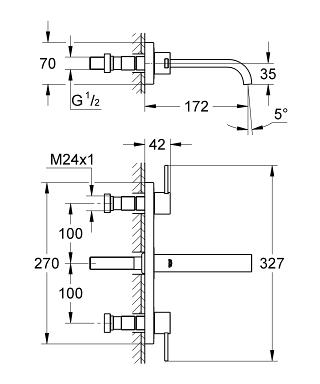 Grohe Allure 3-lyukas fali mosdócsaptelep 20189 000 (20189000)