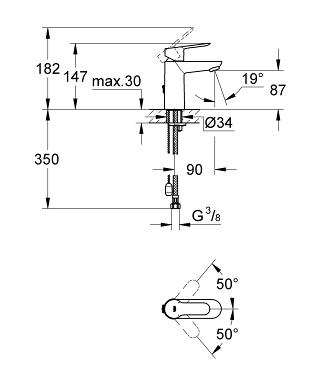 Grohe Bauedge mosdó csaptelep, láncos 23329 000 (23329000)