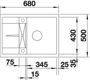 BLANCO METRA 45 S Compact Silgranit mosogató dugókiemelő nélkül, antracit 519561