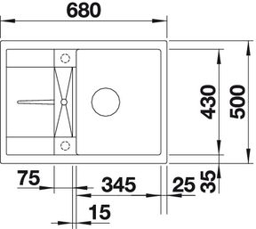 BLANCO METRA 45 S Compact Silgranit mosogató dugókiemelő nélkül, muskat 521884