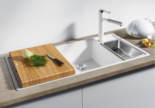 BLANCO AXIA III XL 6 S Silgranit mosogató jobboldali főmedencével fa vágódeszkával, jázmin 522142