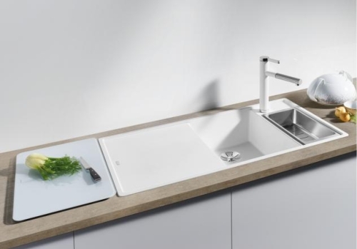 BLANCO AXIA III XL 6 S Silgranit mosogató jobboldali főmedencével üveg vágólappal, tartufo 522154