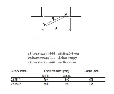 Jika Lyra Plus 90 cm-es zuhanyajtó, arctic üveg H2543820006661 (2.5438.2.000.666.1)