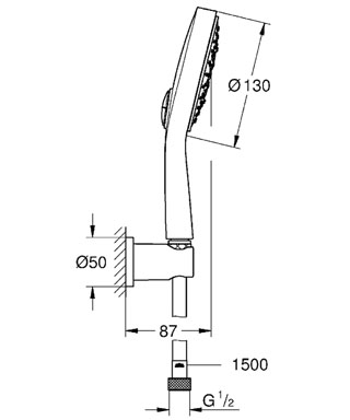 Grohe Power & Soul Cosmopolitan zuhanyszett fali tartóval 26174 000 (26174000)