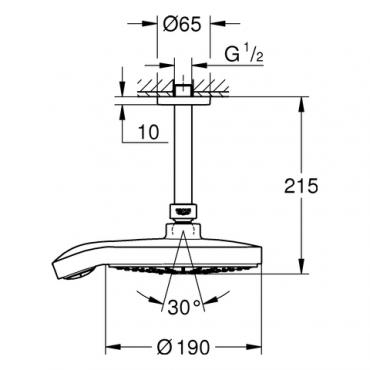 Grohe Power & Soul Cosmopolitan fejzuhany mennyezeti karral,fehér 26173 LS0 (26173LS0)
