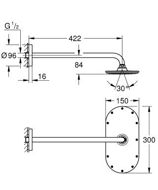 Grohe Rainshower Veris 300x150 Fejzuhany zuhanykarral 26170 000 (26170000)