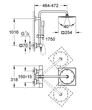 Grohe Rainshower F-Series System zuhanyrendszer termosztátos csapteleppel 27569 000 (27569000)