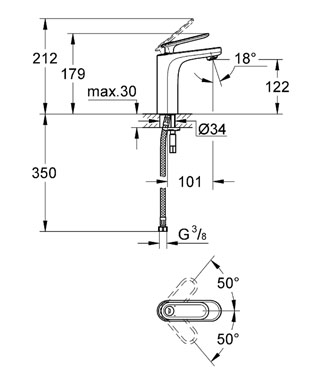 Grohe Ondus Veris egykaros mosdócsaptelep, M-méret sima testtel 23065 000 (23065000)