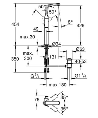 Grohe Ondus Veris egykaros magasított mosdócsaptelep 32191 000 (32191000)