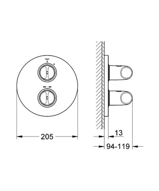 Grohe GROHE Ondus Veris termosztátos falba épített zuhanycsaptelep 19369 000 (19369000)