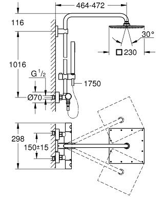 Grohe Euphoria XXL Cosmopolitan System 210 zuhanyrendszer termosztátos csapteleppel 26187000 (26187000)