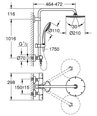 Grohe Euphoria XXL System 210 zuhanyrendszer termosztátos csapteleppel 26383 000 (26383000)