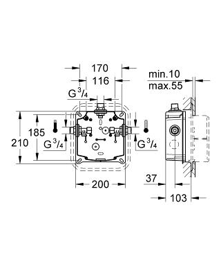 Grohe Eurodisc SE falba építhető beépítőkészlet 36014 000 (36014000)