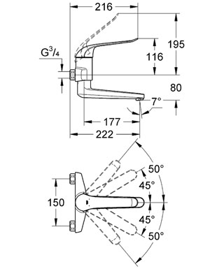 Grohe Euroeco Special egykaros fali mosdócsaptelep 32772 000 (32772000)