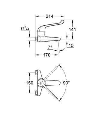 Grohe Euroeco Special egykaros orvosi mosdócsaptelep 32823 000 (32823000)