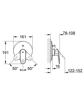 Grohe Europlus egykaros falba épített kádcsaptelep 19536 002 (19536002)