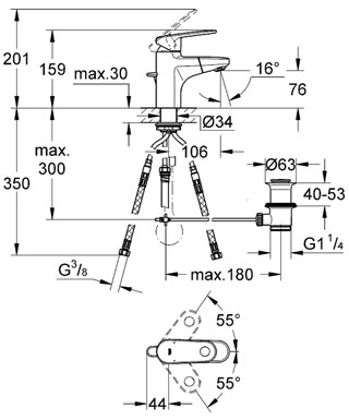 Grohe Europlus egykaros mosdócsaptelep kihúzható kifolyóval 33155 002 (33155002)