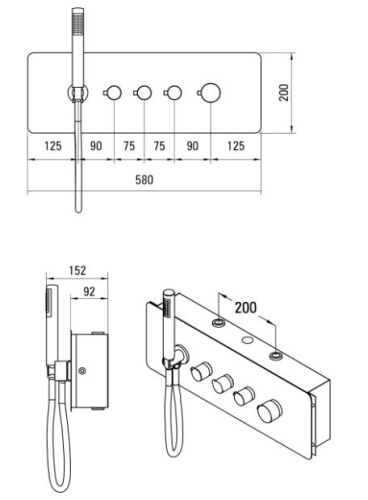 Deante Multi-Box falba építhető termosztátos zunanycsaptelep 3 irányú váltóval NAC 09CT