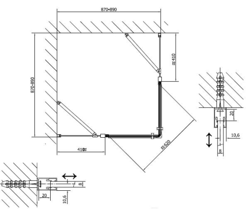 Polysan ZOOM LINE 90x90 cm-es szögletes zuhanykabin (ZL5415)