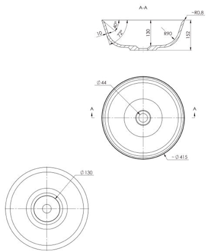 Sapho SINGA Ø 41,5 cm pultra szerelhető mosdó SN415