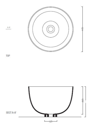 Sapho DOME Ø 44,5 cm pultra szerelhető mosdó W030701