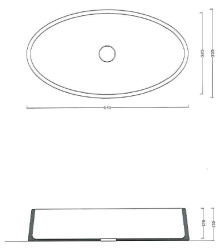 Sapho OVAL 64,5x35,5 cm pultra szerelhető mosdó W900701