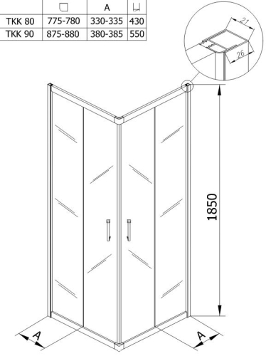 Kolpa-San Eco Quat TKK 80x80 szögletes zuhanykabin 538550