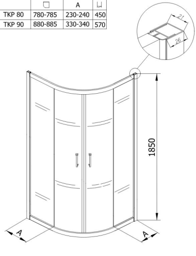 Kolpa-San Eco Quat TKP 90x90 negyedköríves zuhanykabin