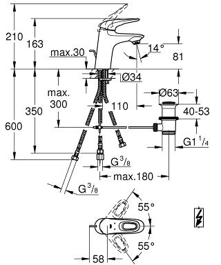 Grohe Eurostyle egykaros mosdócsaptelep S méret, nyílt rendszerű vízmelegítőkhöz 33561 003 (33561003)