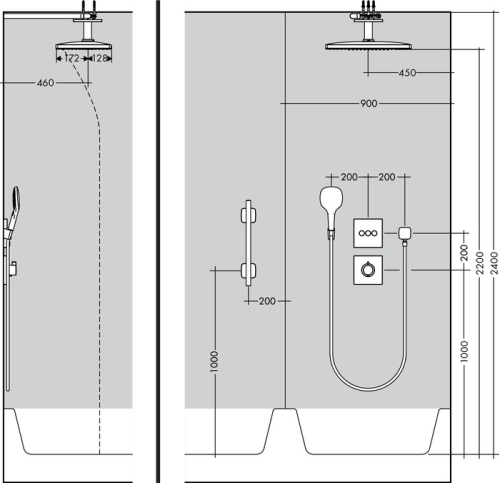 Hansgrohe Rainmaker Select 460 2jet fejzuhany, mennyezeti csatlakozóval fekete/króm 24004 600 (24004600)