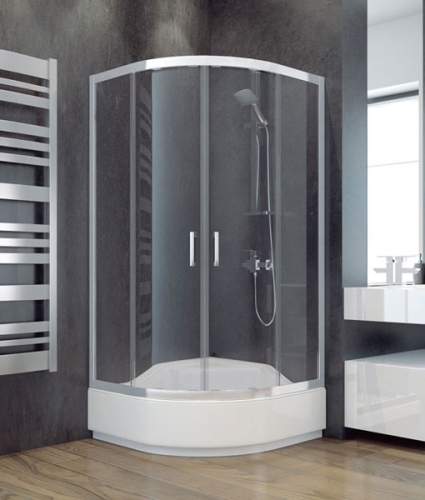 Niagara Wellness Doris 90x90x165 cm-es negyedköríves alacsony zuhanykabin, grafit üveg